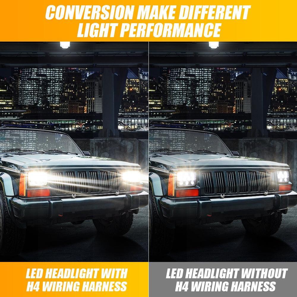 2 Leads H4 LED Headlight Brightness Intensifier Wiring Harness, 9003 Headlight Relay Harness Kit avec Fuse pour 5x7 7x6 H605…