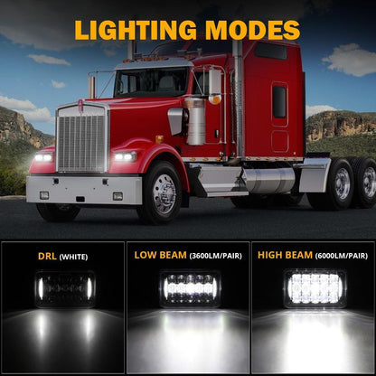 4×6 phares LED Rectangular phares Hi/Lo optique scellée avec DRL homologation DOT de remplacement H4651 H4652 H4656 H4666