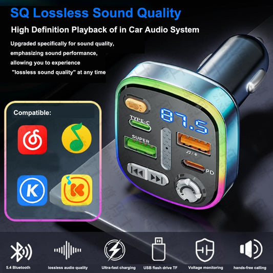 Récepteur Bluetooth de voiture avec qualité sonore sans perte lecteur MP3 Conversion Cigarette chargeur de voiture…