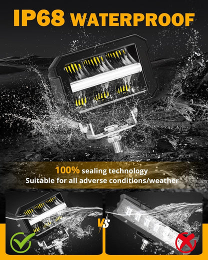 4.5″ 120 W 13 920 lm projecteurs LED compacts avec blanc DRL & orange clignotant tout-terrain feu longue portée – vue 6
