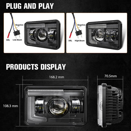 4×6″ DOT optique scellée phares LED avec DRL pour Peterbilt Kenworth Freightinger Ford Chevrolet – vue 6 – NOVADOMIO