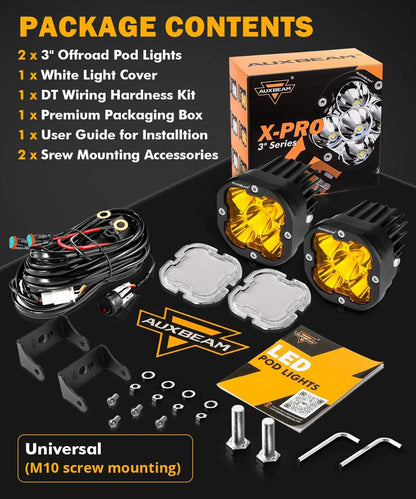 XP-ULTRA série 3″ 80 W faisceau longue portée projecteurs LED compacts orange&blanc tout-terrain feux – vue 6 – NOVADOMIO