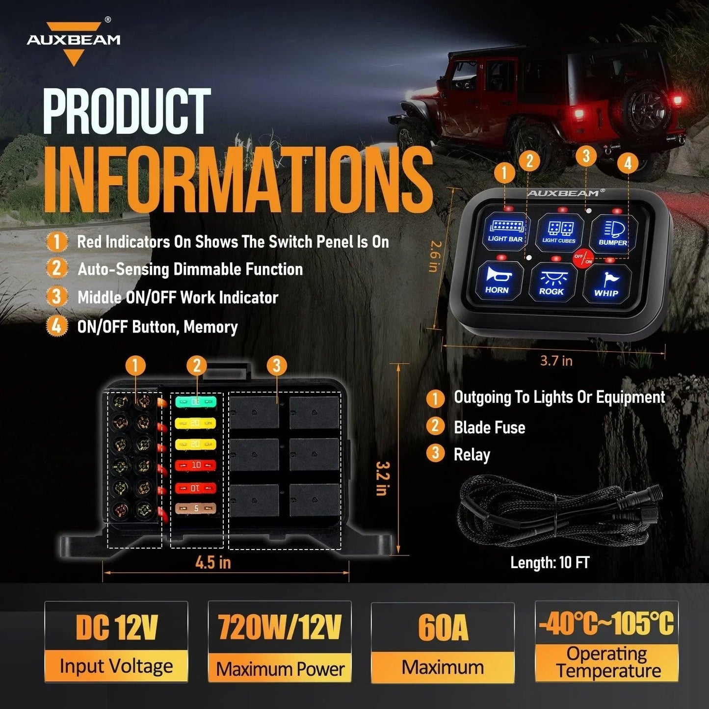 BC60 6 voies LED panneau de commande, tout-terrain Controller (Blue) – vue 3