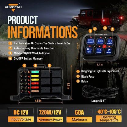 BC60 6 voies LED panneau de commande, tout-terrain Controller (Blue) – vue 3 – NOVADOMIO