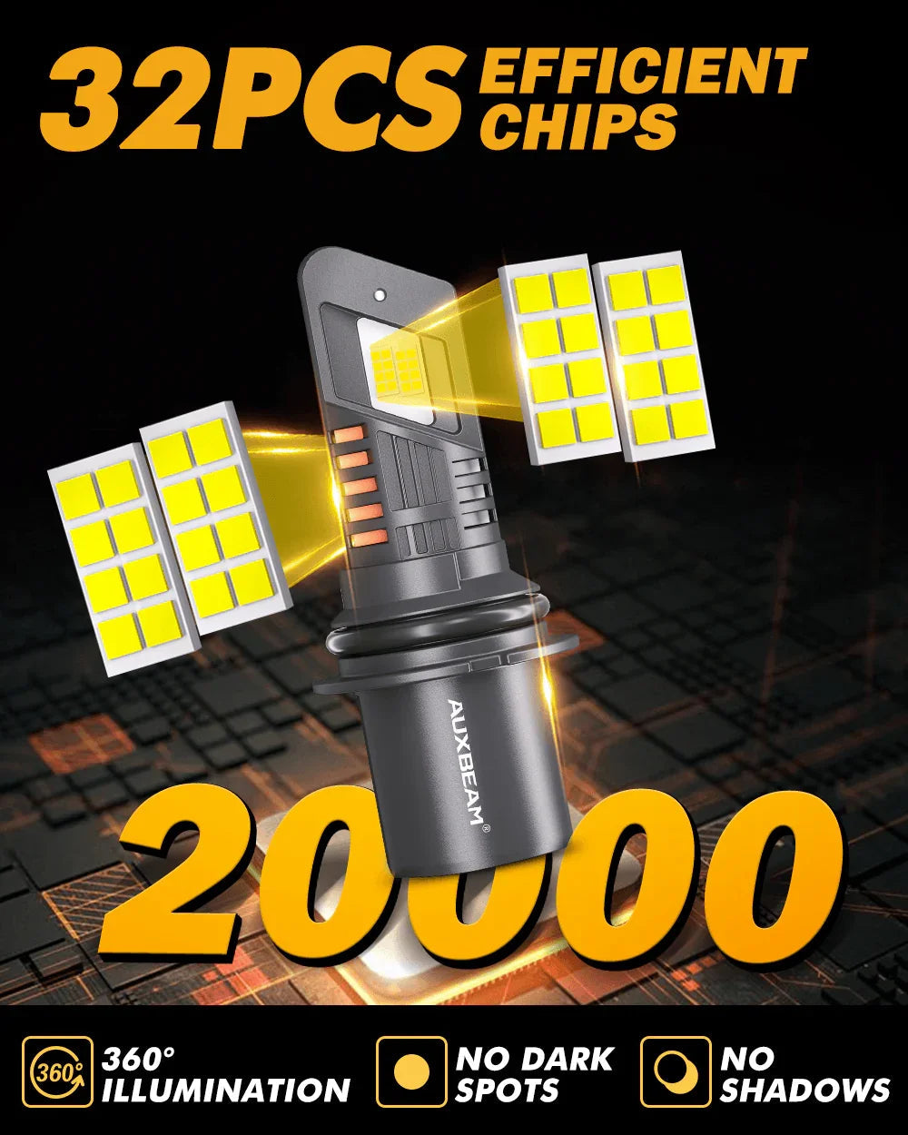 9004/HB1 Ampoules de phare LED Q25 série Real 1:1 Size 70W 20000LM 6500K blanc froid – 2 ampoules – vue 2
