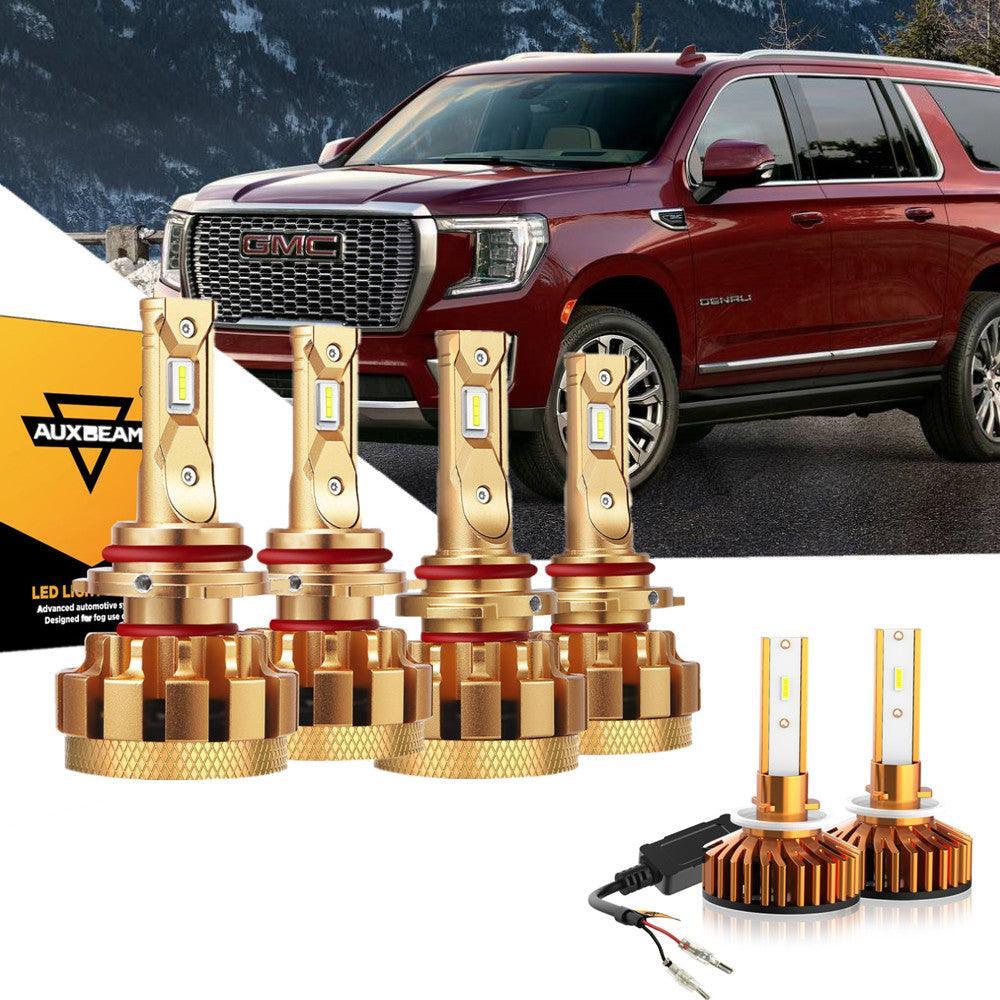 pour 2002-2006 GMC Yukon(Denali) F-16 Plus série Built-in Canbus Automotive Grade 14000LM Ampoules LED High Low Beam Bundle