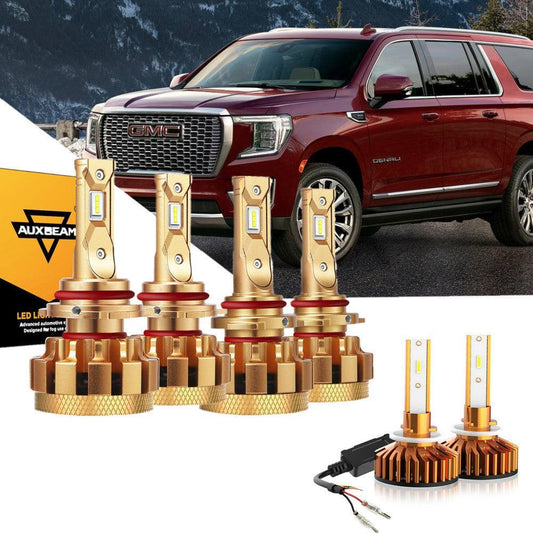 pour 2002-2006 GMC Yukon(Denali) F-16 Plus série Built-in Canbus Automotive Grade 14000LM Ampoules LED High Low Beam Bundle