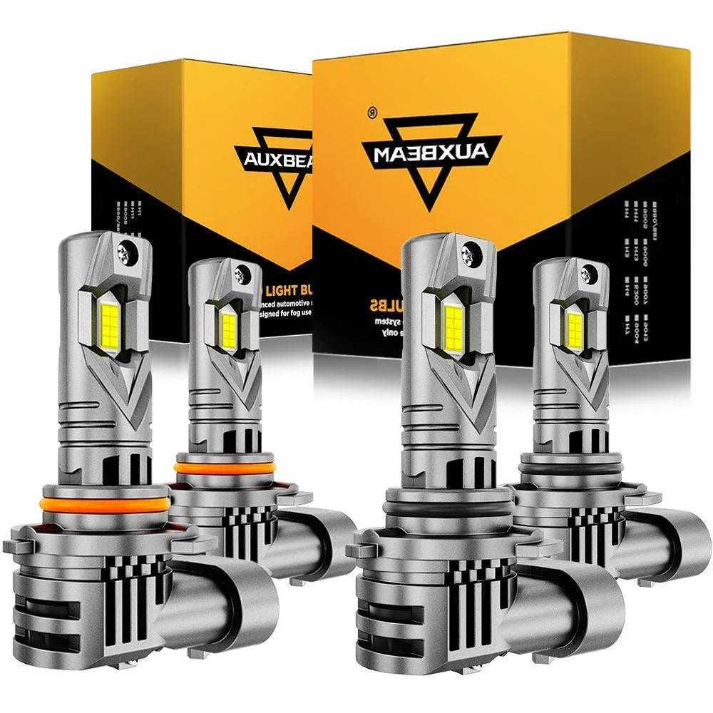 9005+9006 Ampoules de phare LED Q25S série 1:1 format compact 90W 22000LM 6500K blanc froid – 4 ampoules