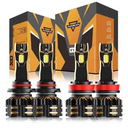 9005+H11 Ampoules de phare LED 120W 25000LM GX série Brightest 6500K blanc froid – 4 ampoules – NOVADOMIO