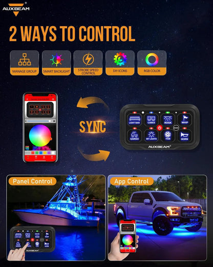 AR-800 RGB panneau de commande avec APP+12″ 5D-PRO Barres LED, modes bascule / momentané / impulsion – vue 10 – NOVADOMIO