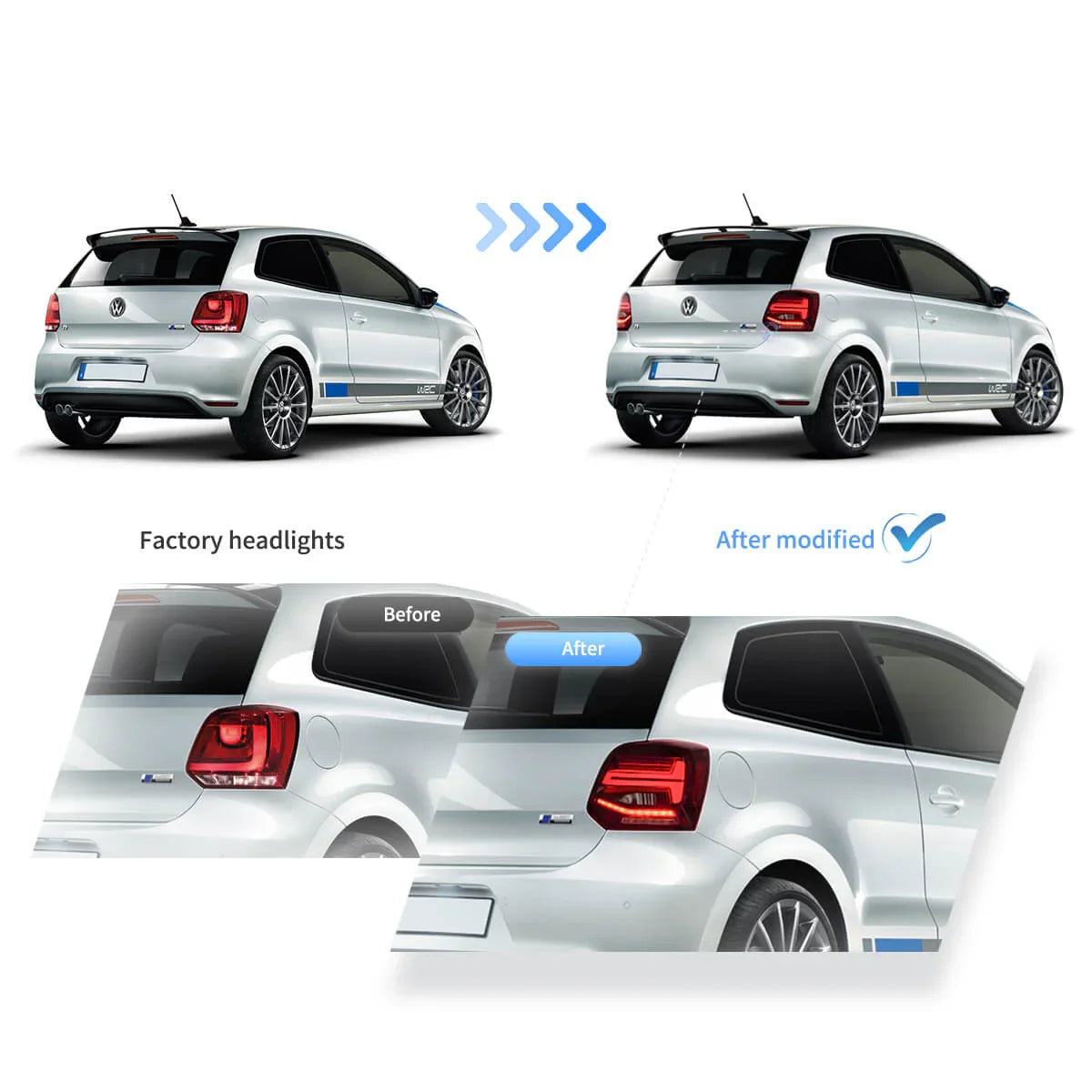 LED bloc de feux arrière avec Sequential clignotant pour 2009-2017 Volkswagen Polo 5th Gen (LWB/SWB） – vue 9