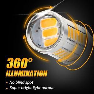1157 BAY15D LED Side Maker/clignotant Rear/Front Light Bulbs 20W 4000LM 3500K orange 33LED série – 2 ampoules – vue 8