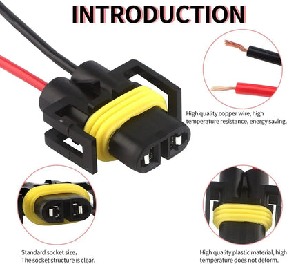 H11 LED phare Socket Male & Female Adapter faisceau électrique Connector pour phare/antibrouillard lot de 4 – vue 2