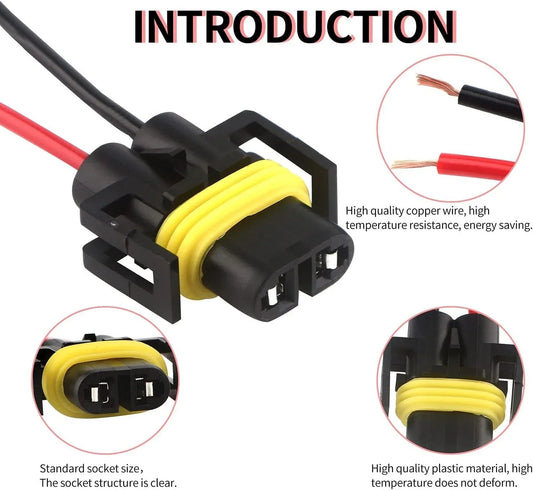 H11 LED phare Socket Male & Female Adapter faisceau électrique Connector pour phare/antibrouillard lot de 4 – vue 2