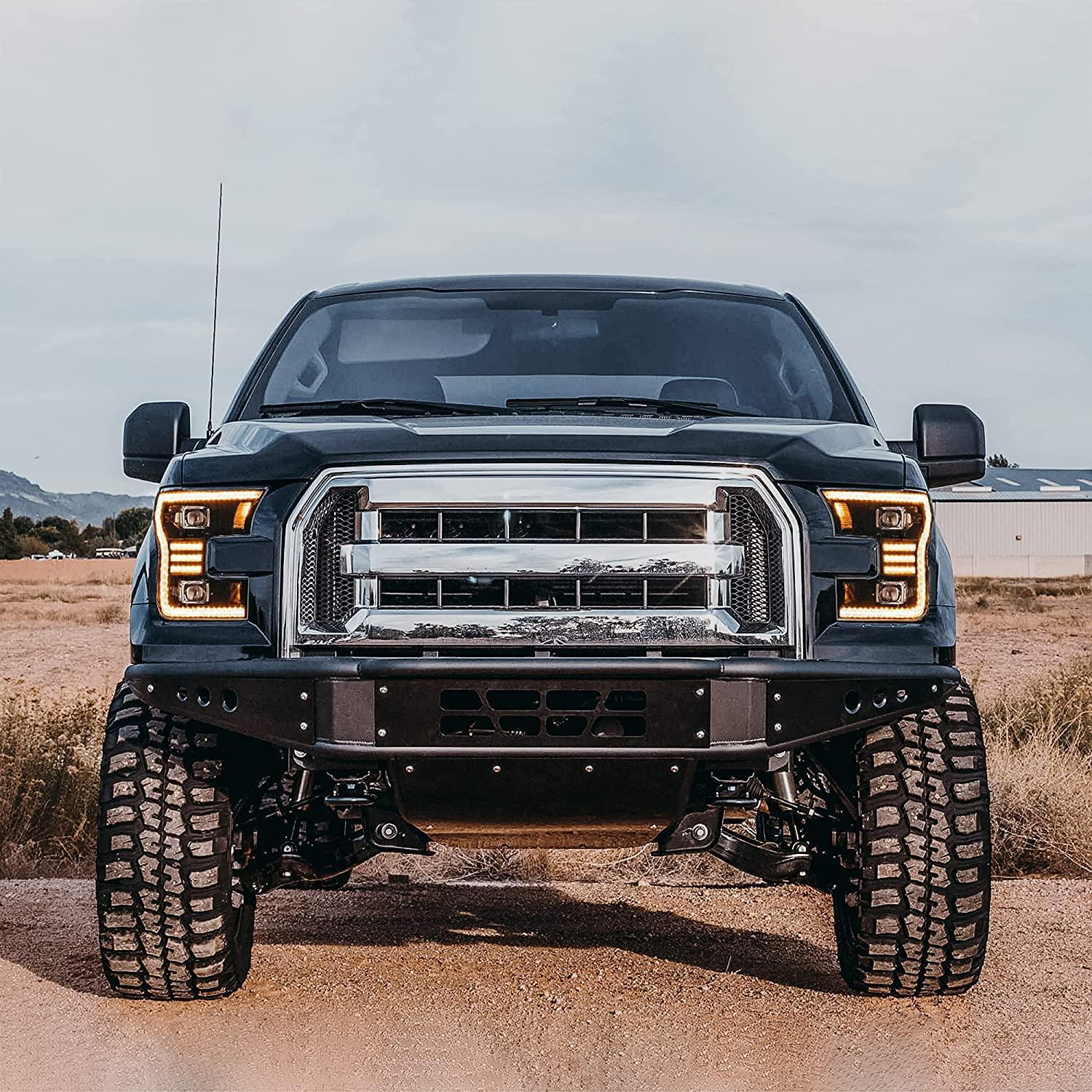 LED bloc optique avant Dual Beam Projector noir pour 2015-2017 Ford F150 (Fit Factory Halogen Version seule) – vue 10
