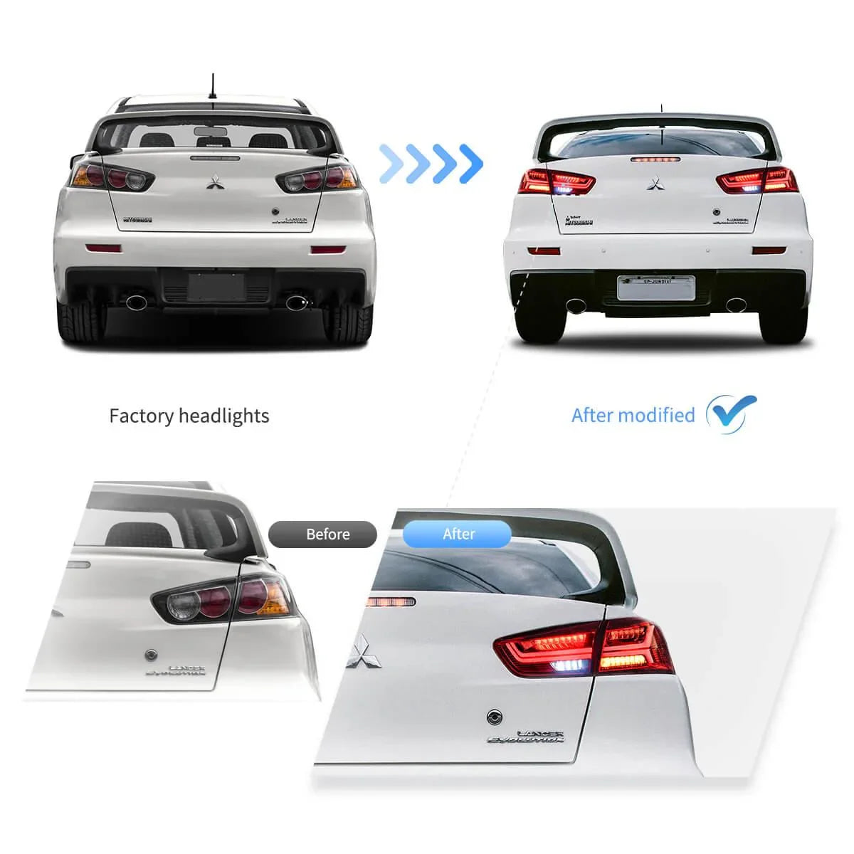 LED bloc de feux arrière avec Sequential clignotant pour 2008-2017 Mitsubishi Lancer & EVO X – vue 7