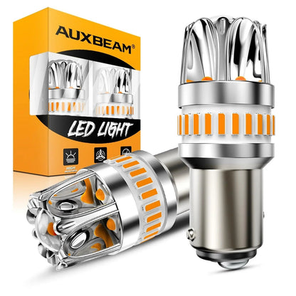 1157 BAY15D Ampoules LED pour clignotants avant/arrière et feux latéraux 14W 6000LM sans erreur CAN-bus 3000K orange Y2 série