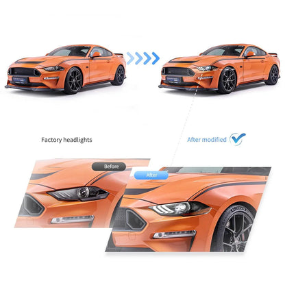 LED bloc optique avant projecteur double faisceau noir pour 2018–2024 Ford Mustang 6th Gen Facelifted – vue 5 – NOVADOMIO
