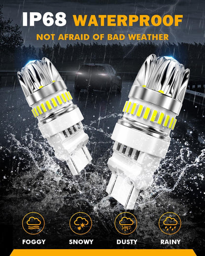 T25 3157 3156 Ampoules LED pour recul, clignotants, stop et feux arrière 14W 6000LM sans erreur CAN-bus 6500K blanc Y2 série