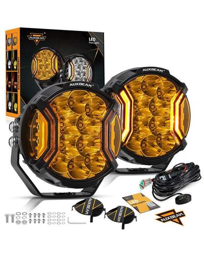 V-ULTRA série | 5″ 172 W éclairage LED latéral orange projecteurs LED compacts avec orange DRL – vue 11 – NOVADOMIO
