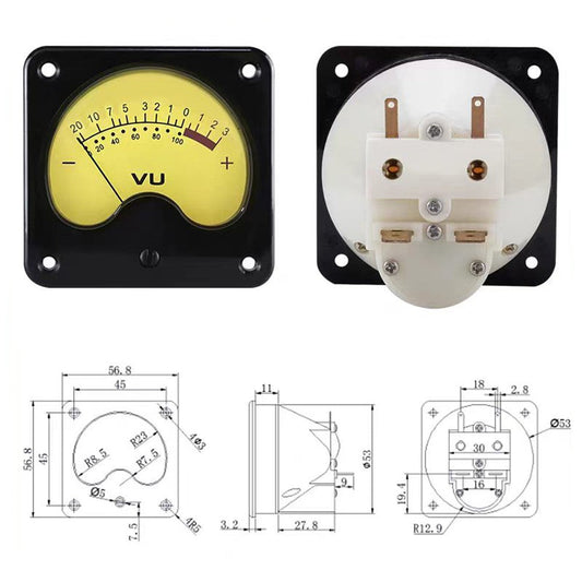 Tête de compteur VU de Type pointeur avec rétro-éclairage, ampèremètre, compteur de niveau, Audio – vue 2