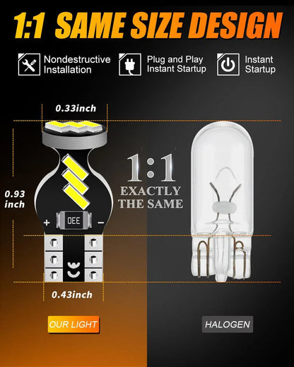 168 2825W5W T10 LED intérieur ampoules 1.5 W 300% plus lumineux 6 500 K blanc – 10 ampoules – vue 11 – NOVADOMIO