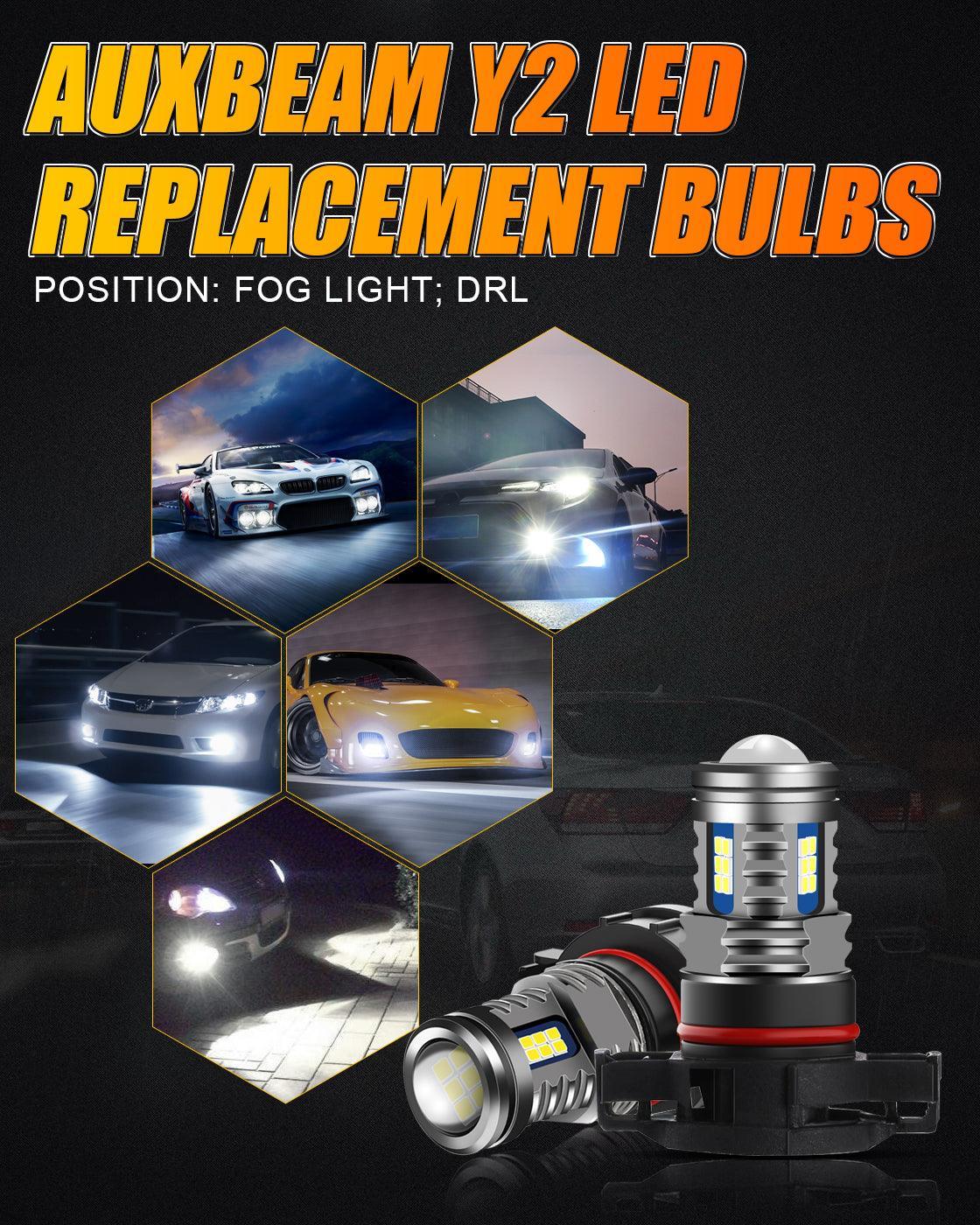 (2pcs/set) 5202/5201/PS24W/H16EU Y2 série 3-Sides blanc froid/Golden Yellow LED Fog Light/DRL – vue 12
