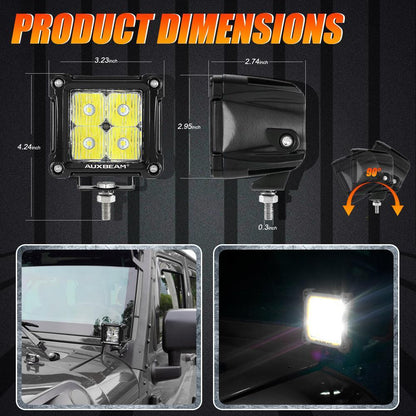 3″ 40 W projecteurs LED compacts Spot/Flood cadre multicolore avec faisceau électrique pour Jeep – vue 9 – NOVADOMIO