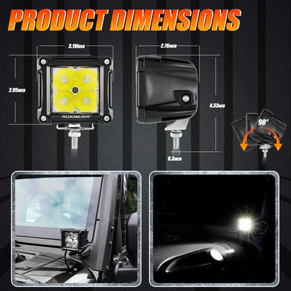 3″ 40 W projecteurs LED compacts Spot/Flood cadre multicolore avec faisceau électrique pour SUV ATV UTV camions pick-up