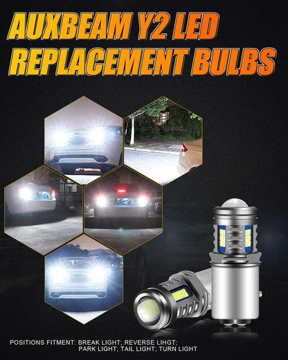 Lot de 2 1157/BAY15D Y2 série 3-Sides blanc froid LED Brake/Turn Single/Back-up/feu latéral/DRL – vue 7 – NOVADOMIO