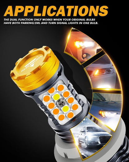 T20 7443 7440 Ampoules LED pour clignotants avant et feux de jour 800% haute luminosité sans erreur CAN-bus bicolore à