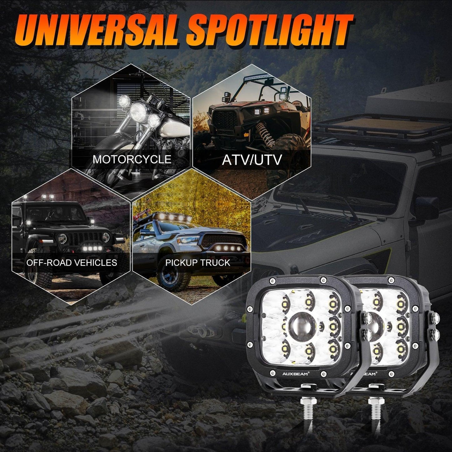 5 Inch 110W blanc/orange LED Driving Lights Pods Light pour ATV UTV SIDE BY SIDE 4X4 – vue 11