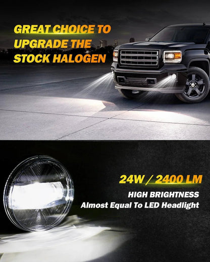 Lot de 2 48 W LED antibrouillards homologation DOT pour 2007–2013 GMC Sierra 1500 / 2007–2014 Sierra 2500HD 3500HD (noir)