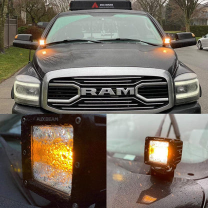 Lot de 2 3″ 6 modes blanc&orange LED carré éclairage Pod feux de travail avec faisceau électrique pour SUV ATV UTV camions