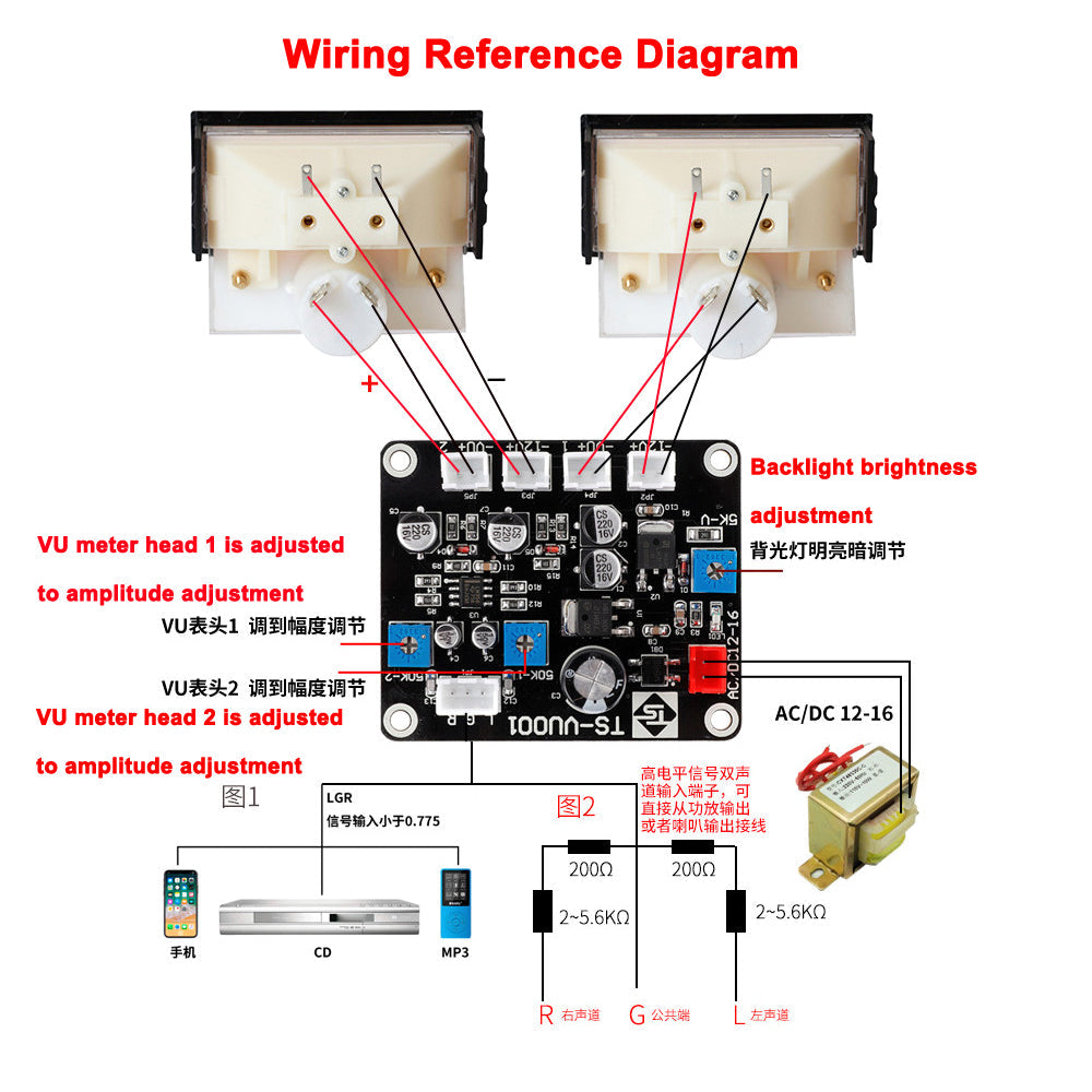 Compteur Audio de niveau VU, haute résistance interne, rétro-éclairage LED, pointeur, 500UA – vue 8