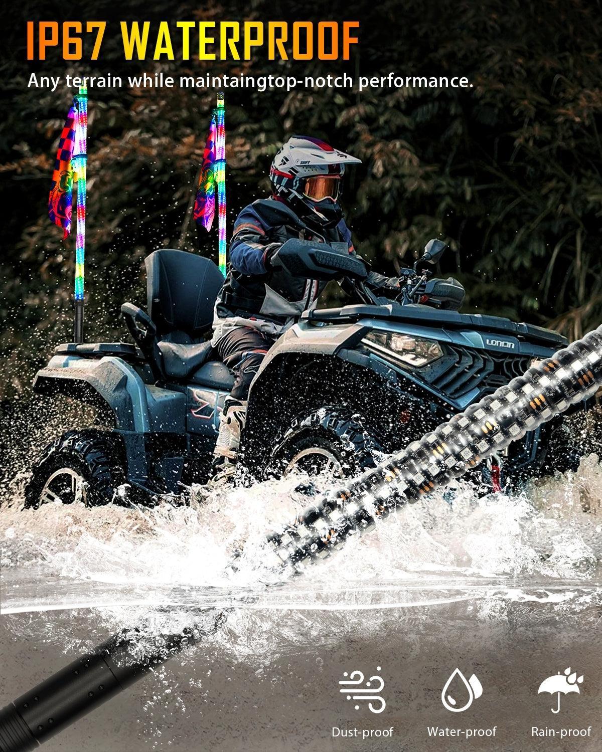 New 3.8FT LED RGB Whip Lights avec clignotant & Brake Light, Bluetooth APP/ Remote Control – vue 6