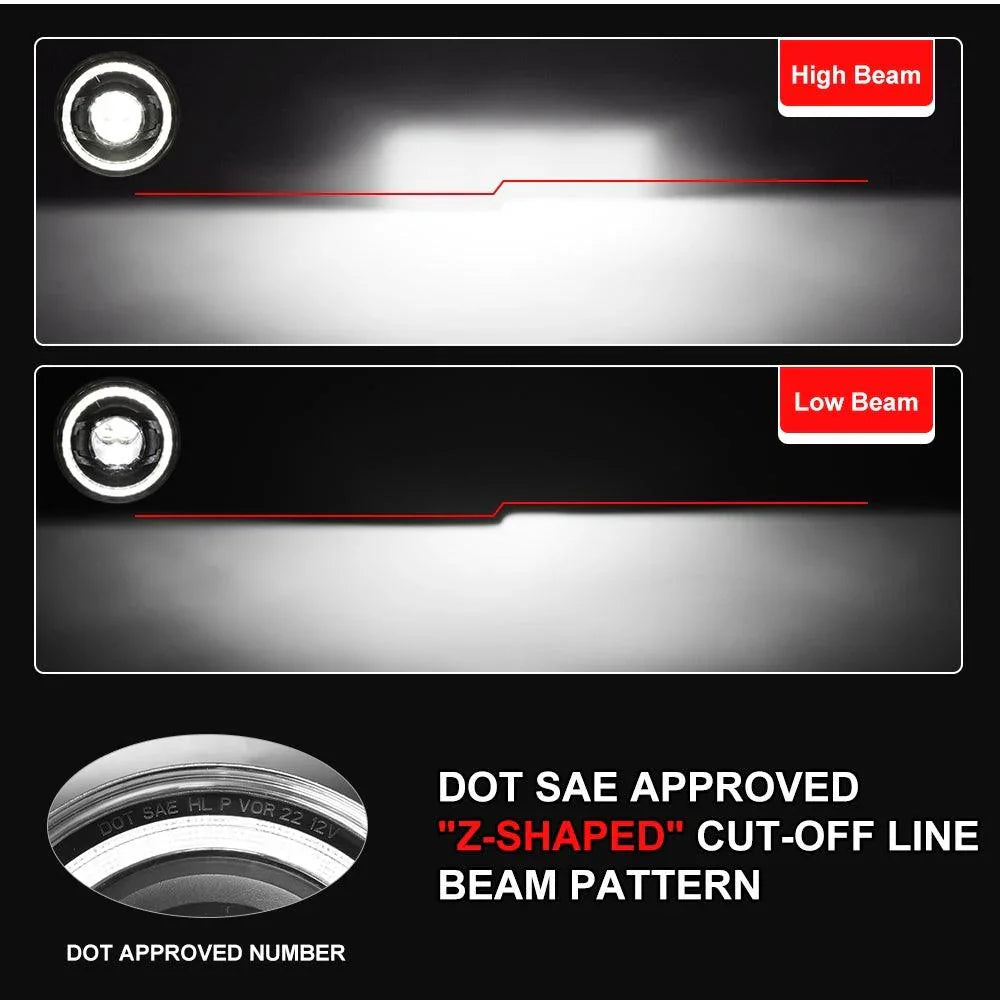7 Inch LED Headlights Halo orange clignotant Lights avec DRL High/Low Beam Fit pour Jeep Wrangler JK JKU TJ LJ Ford GMC – vu…