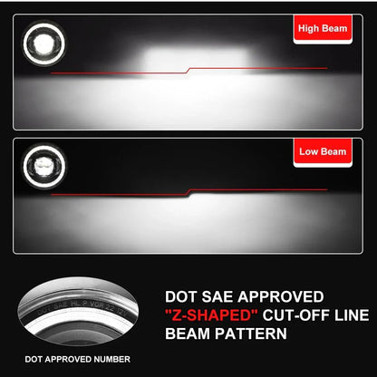 7″ phares LED Halo feux clignotants orange avec DRL feux de route/croisement pour Jeep Wrangler JK JKU TJ LJ Ford GMC – vue 3