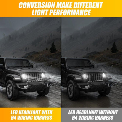 7″ LED phare de remplacement avec anneau Halo+ H4 LED phare Brightness Intensifier faisceau électrique pour Jeep Wrangler JK