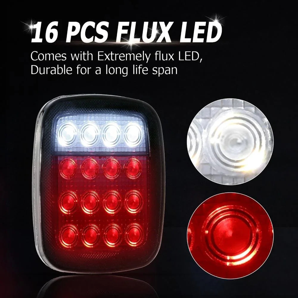 (2pcs/set) Universal Tail Lights 16LEDs pour Jeep Wrangler YJ TJ CJ Truck Trailer Boat (Smoked) – vue 3