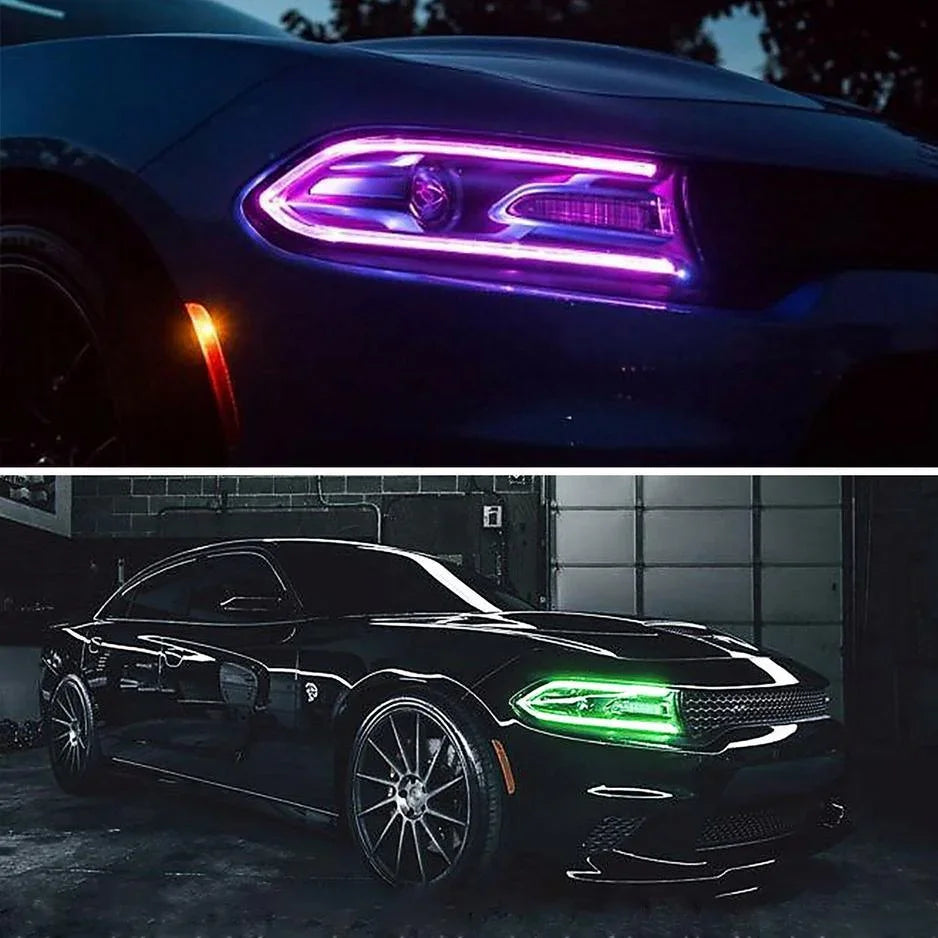 LED bloc optique avant RGB Style Dual Beam Projector noir pour 2015-2023 Dodge Charger 7th Gen(LD) – vue 6