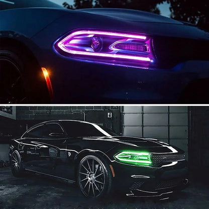 LED bloc optique avant RGB Style projecteur double faisceau noir pour 2015–2023 Dodge Charger 7th Gen (LD) – vue 6