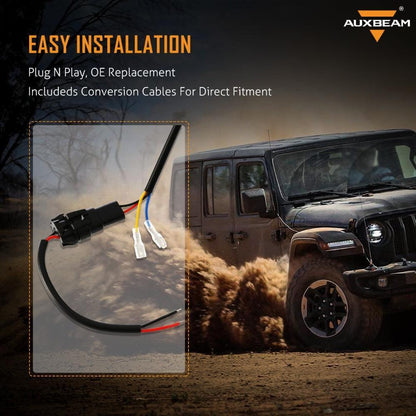 9″ rond 100 W phares LED avec DRL & 4″ 30 W LED antibrouillards pour 2018–2022 Jeep Wrangler JL, 2019–2022 Gladiator JT – vue