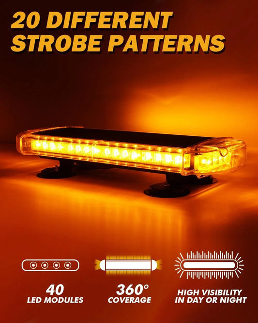 21.5″ stroboscopique de toit Barres lumineuses, 20 modes de flash fixation magnétique feux de signalisation d’urgence – vue 2