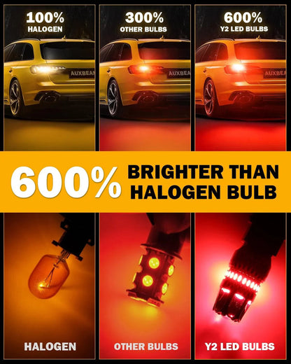 T20 7443 7440 Ampoules LED pour feux stop et arrière 14W 6000LM sans erreur CAN-bus rouge Y2 série – 2 ampoules – vue 6