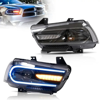 LED bloc optique avant RGB projecteur double faisceau noir pour 2011–2014 Dodge Charger (LD) – NOVADOMIO