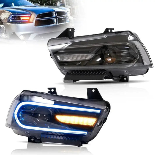 LED bloc optique avant RGB Dual Beam Projector noir pour 2011-2014 Dodge Charger(LD)