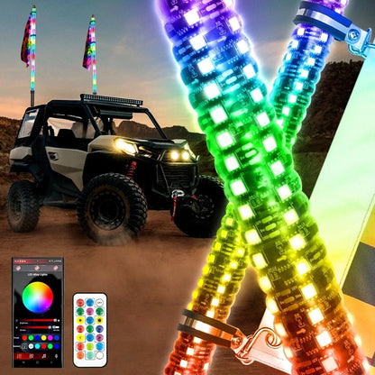New LED RGB fouets LED avec clignotant & feu stop, Bluetooth APP/ télécommande – NOVADOMIO