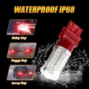T25 3157 3156 Ampoules LED pour feux stop et arrière 20W 4000LM rouge 33LED série – 2 ampoules – vue 14 – NOVADOMIO