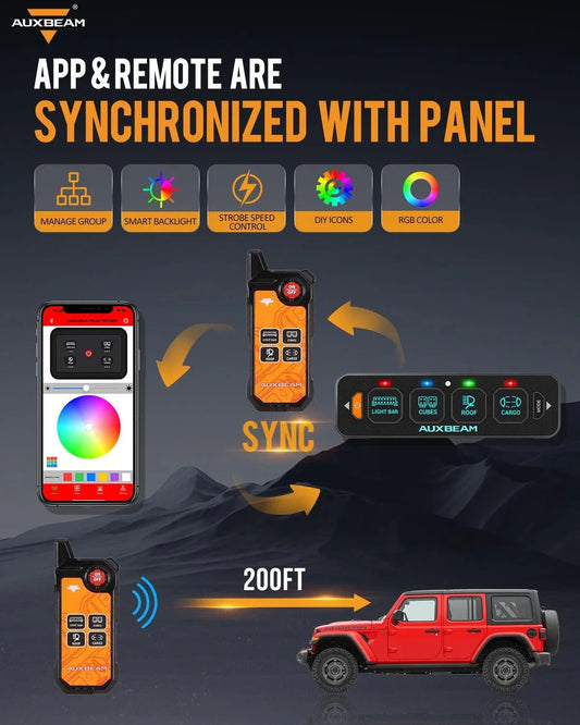 AS-400 RGB Slim panneau de commande avec APP&télécommande, modes bascule / momentané / impulsion (sortie simple) – vue 2
